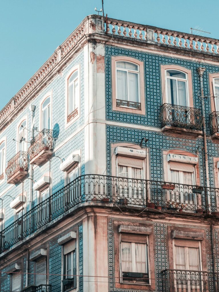 Azulejo building façade in Lisbon, Portugal.