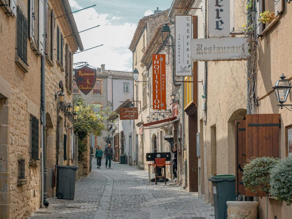 Cobbled streets of Carcassonne, near Toulouse in France.