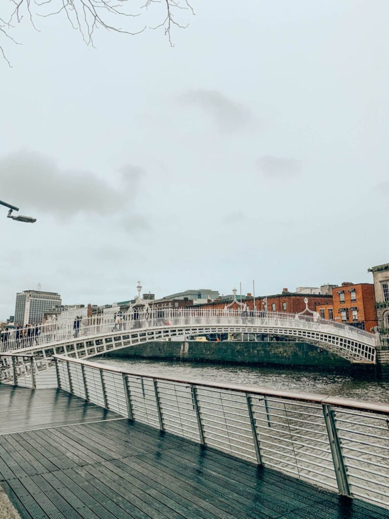 Ha'penny Bridge over the River Liffey in Dublin.