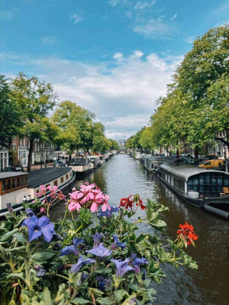 Canal view from Prinsenluis in Amsterdam.
