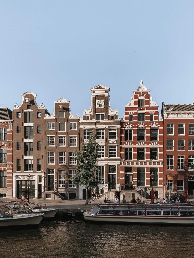 Row of canal houses at Rokin, Amsterdam.