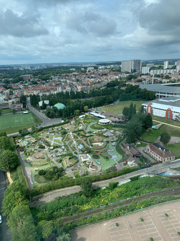 Mini Europe as seen from the panorama floor of the Atomium in Brussels