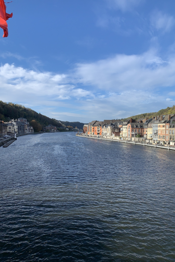 view of the Meuse river from the Charles de Gaulle bridge in Dinant