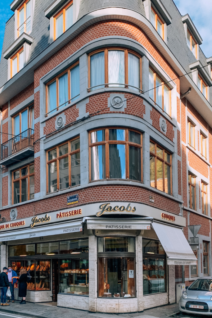 the exterior of the traditional Jacobs bakery in Dinant, specialist in the couque de Dinant biscuit