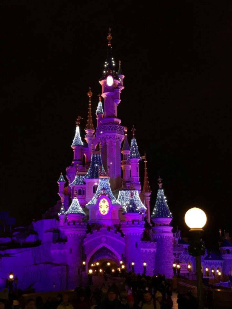 shot of the Disneyland Paris castle at night, att the end of a day trip for the last of 3 days in Paris