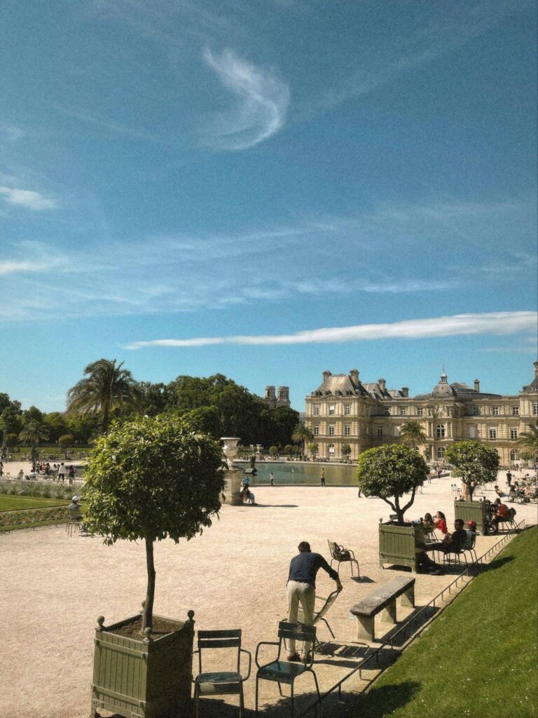 Luxembourg Gardens in Paris on a sunny day.