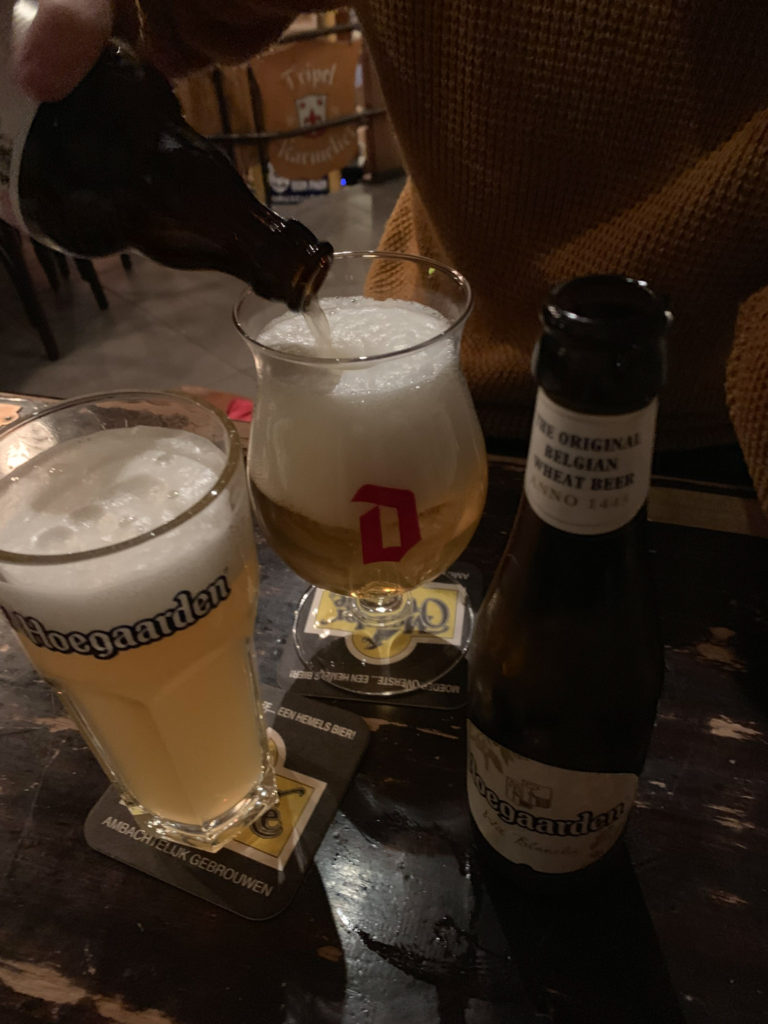 two belgian beers in a bar in Brussels