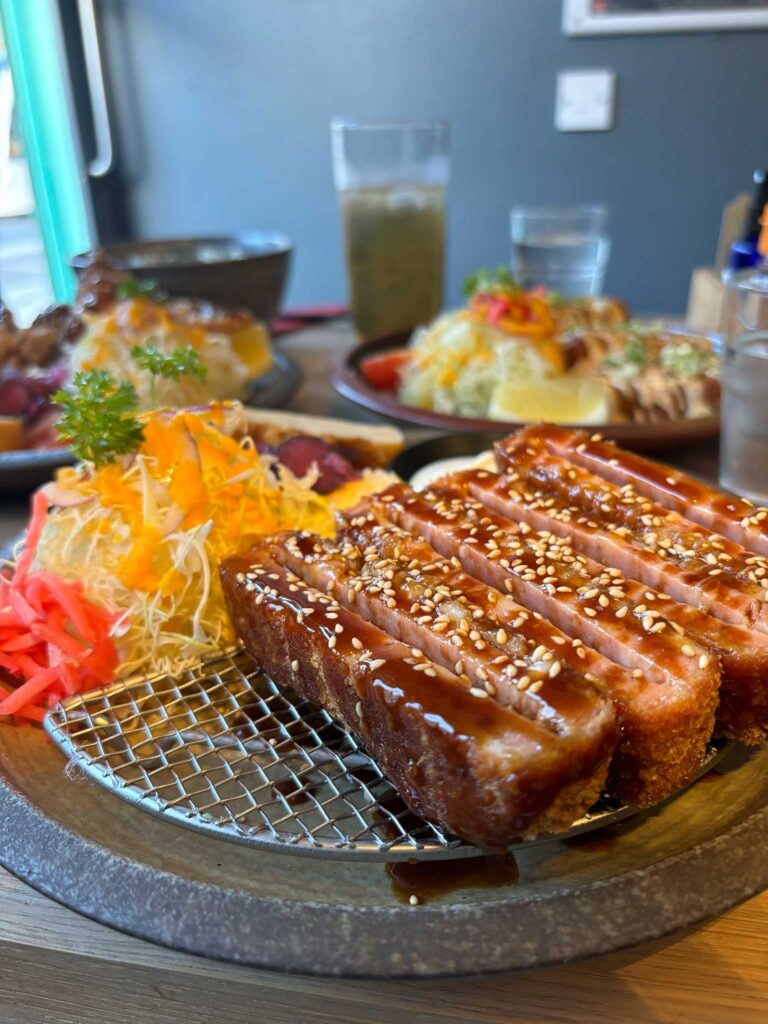 A plate of spam and cheese katsu from Kawaneko in Edinburgh.