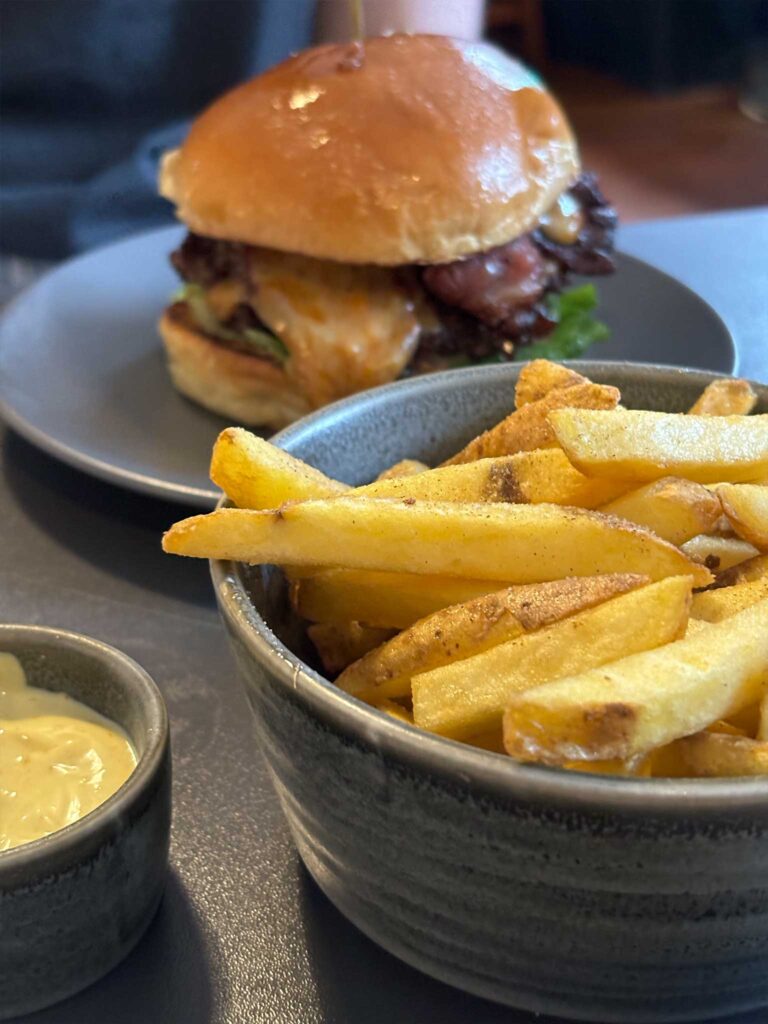 A burger and fries from Luxford Burgers in Edinburgh