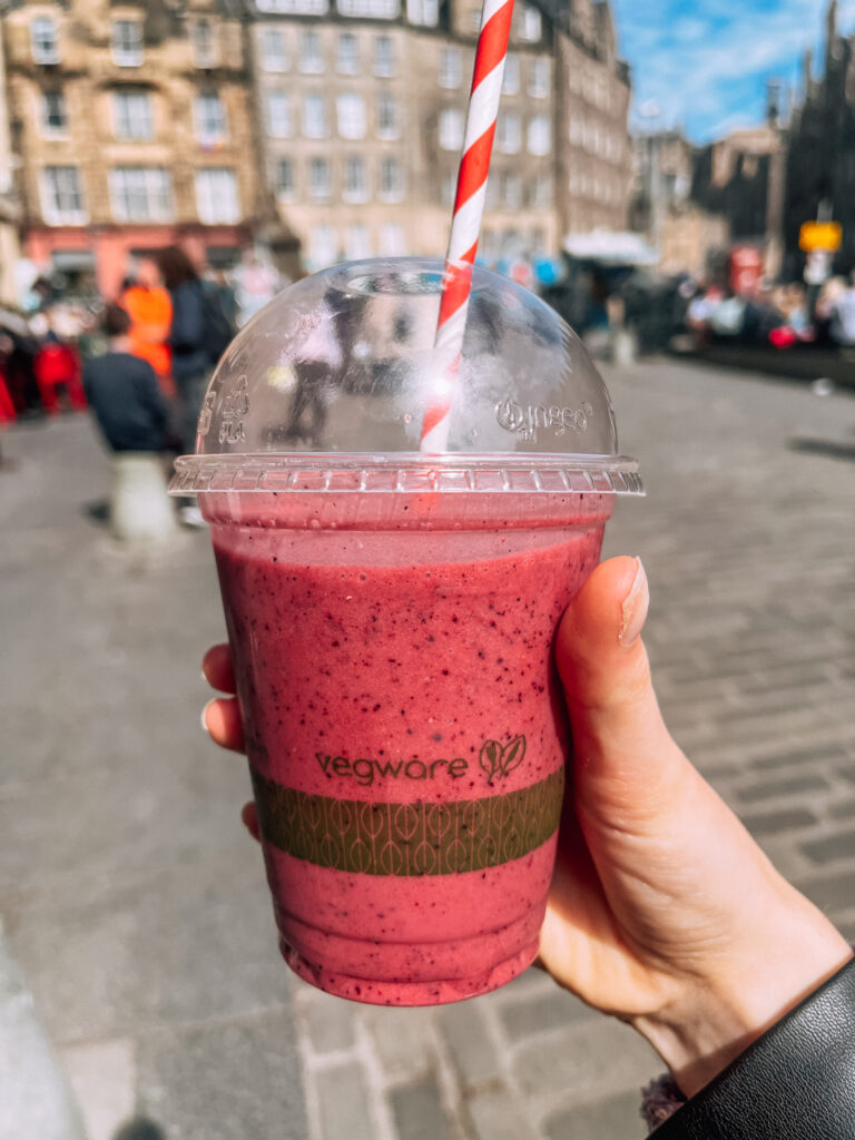 the pink ass-eye-ee smoothie from hula juice bar in Edinburgh