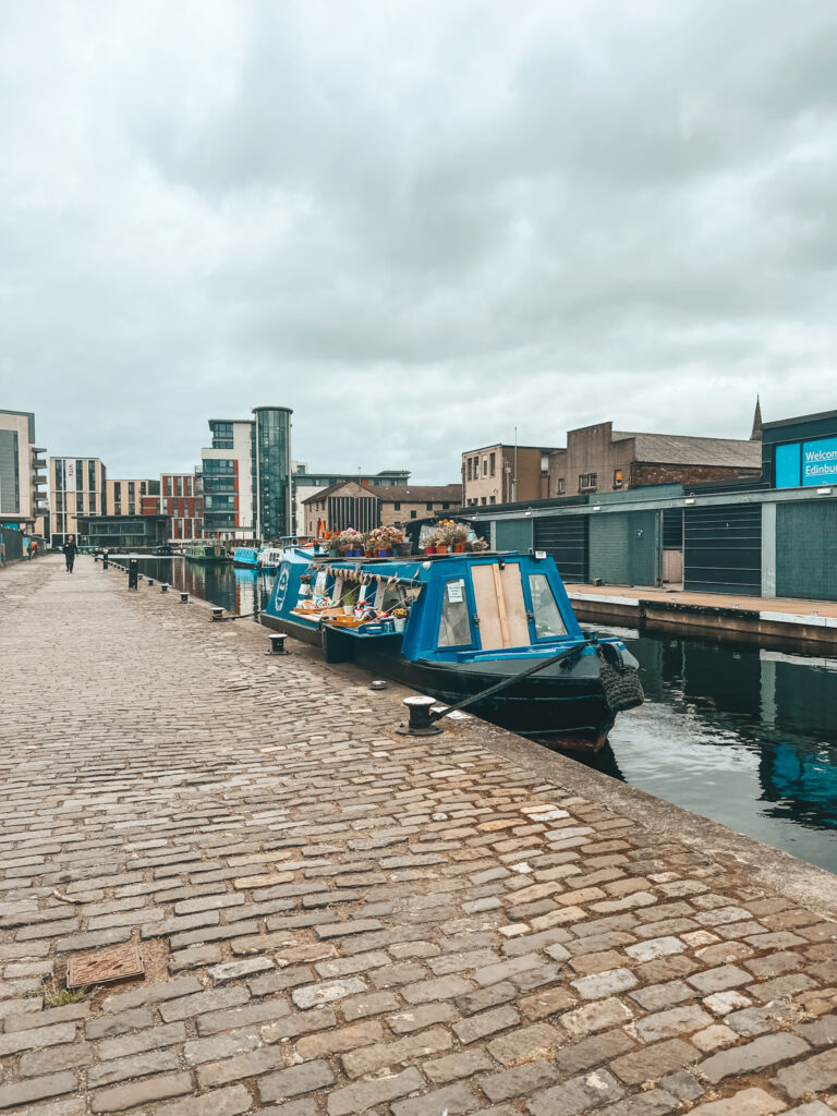 the watershed café canal boat sitting on the union canal in Edinburgh