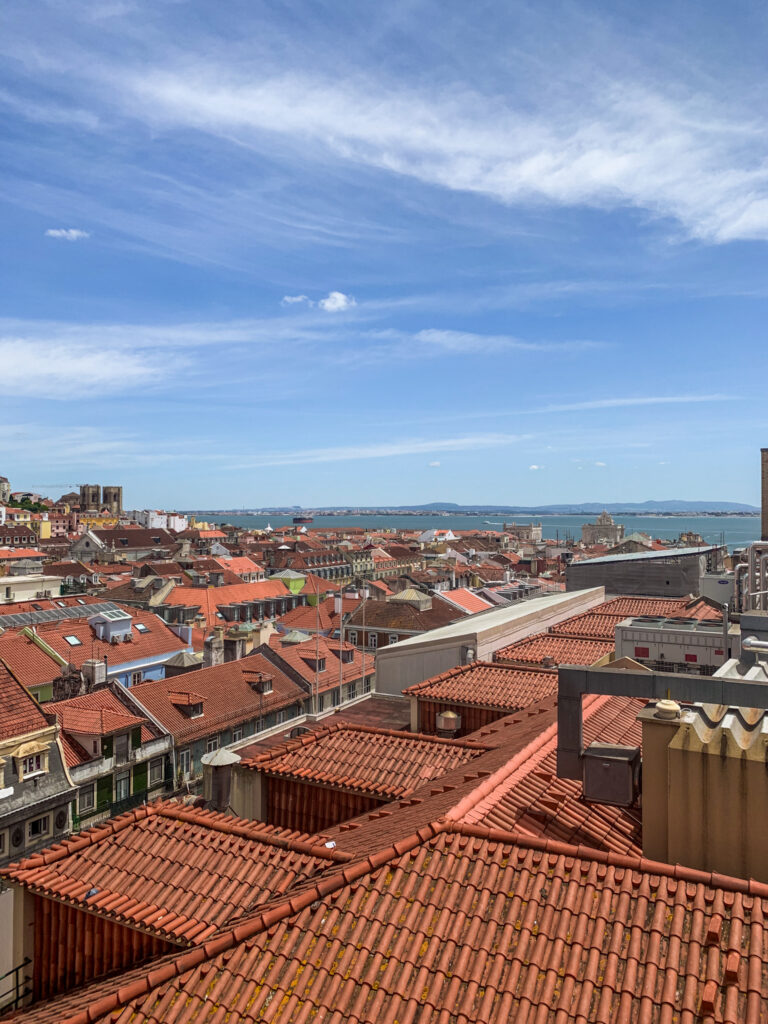 view over the Baixa district in Lisbon after climbing the Elevador de Santa Justa for free