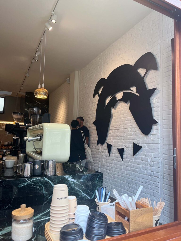 Inside Bark Boy, a coffee shop in Brussels