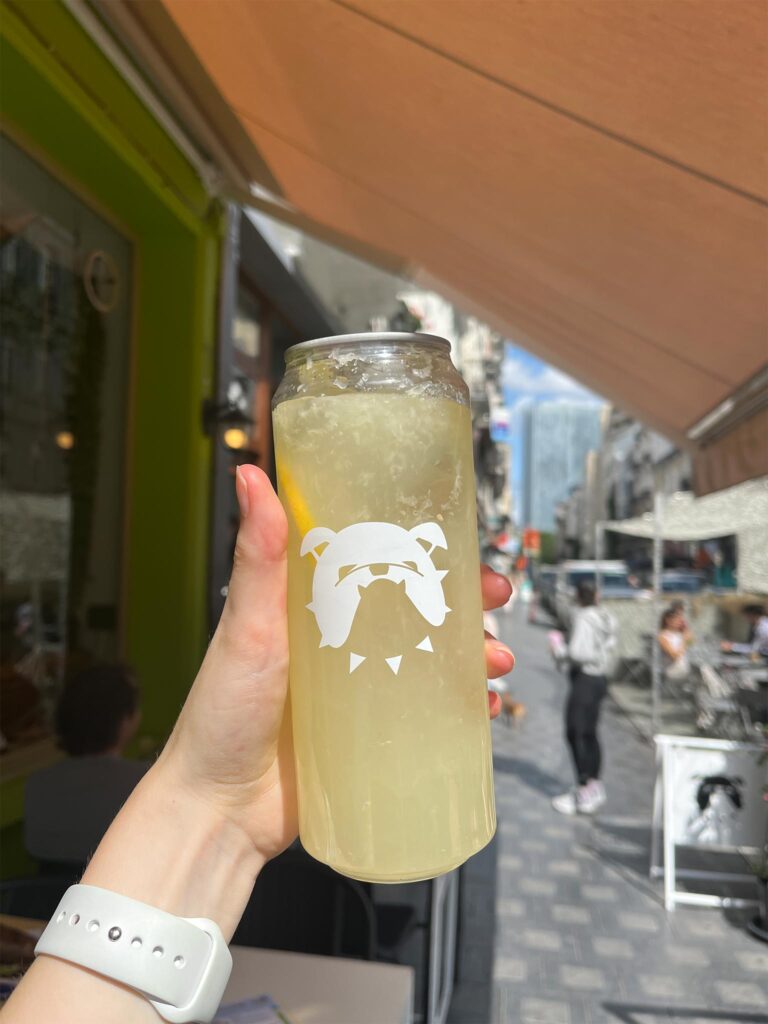 Canned lemonade from Bark Boy, one of many Brussels coffee shops