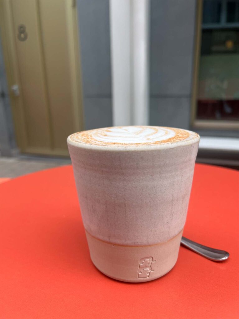 Almond chai latte from Buddy Buddy in Brussels