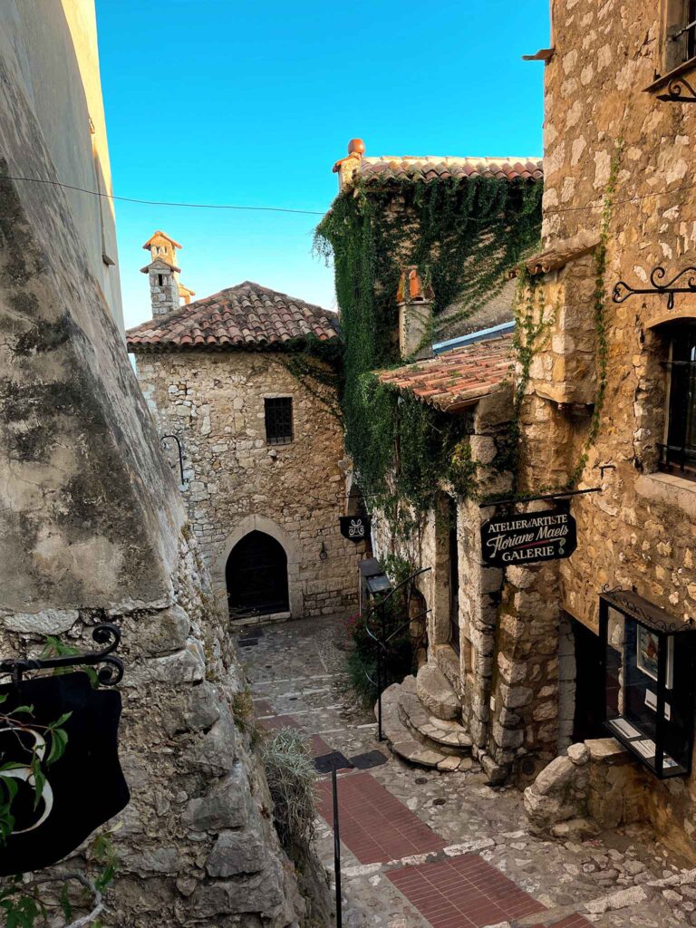 Stone buildings on a street in Èze old town