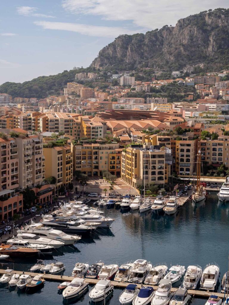 View of Port de Fontvieille from above in Monaco