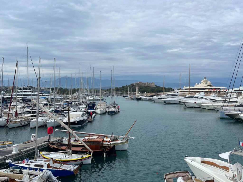Boats in Port Vauban, Antibes with Fort Carré in the background