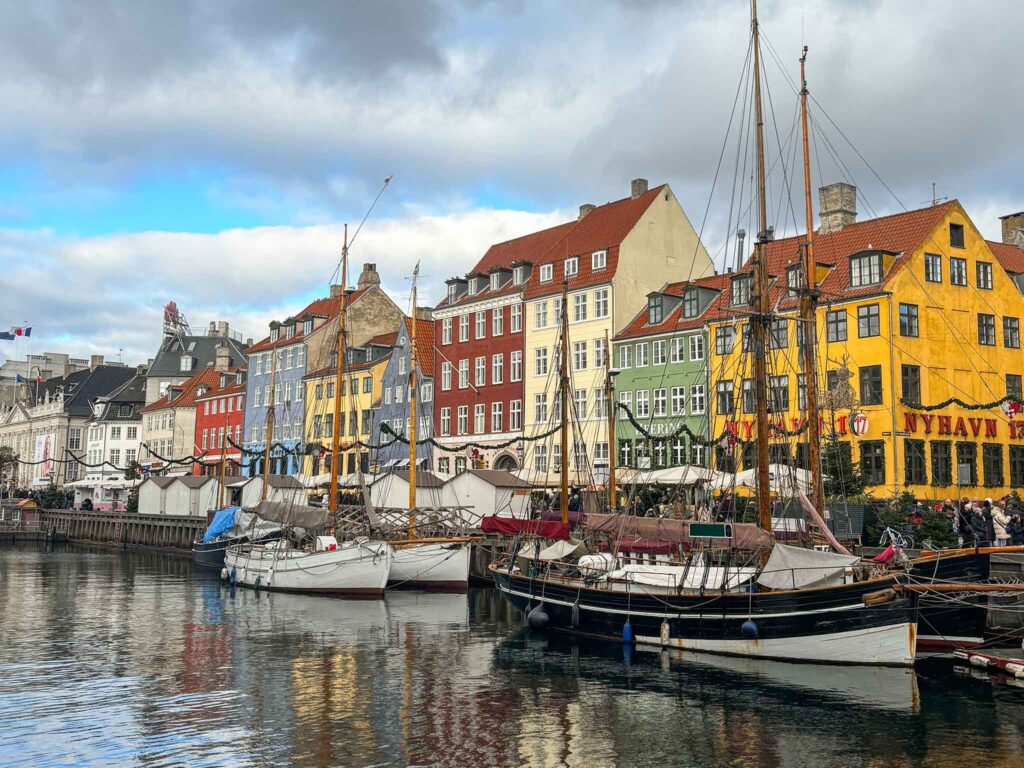Row of colourful houses next to the canal at Nyhavn, Copenhagen