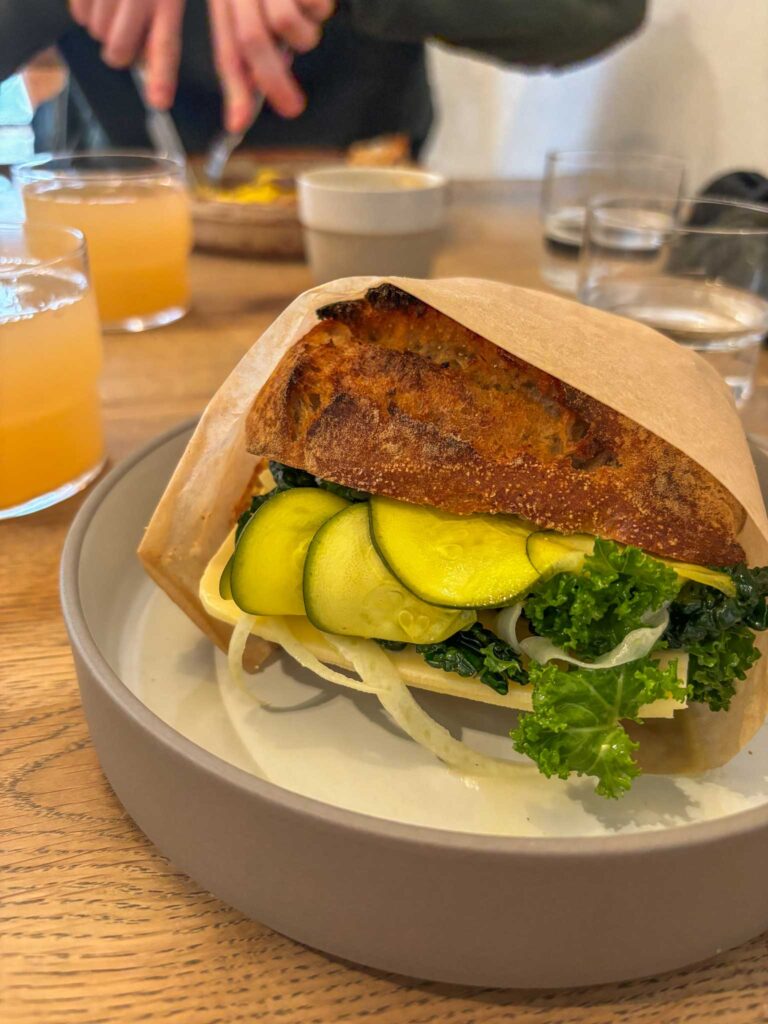 Cheese and pickle ciabatta from studio x kitchen in Copenhagen, Denmark