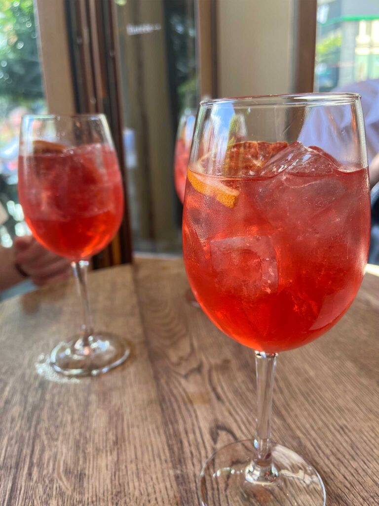 a table of spritzes from Cafe Tulipant in Brussels
