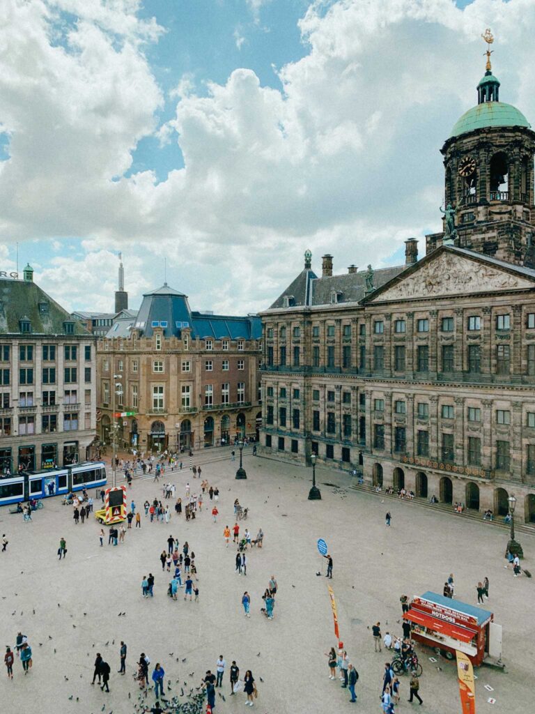 View over Dam Square in the centre of Amsterdam