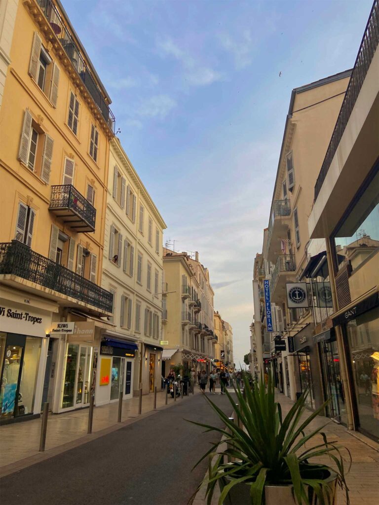 A street with boutique shops in Cannes