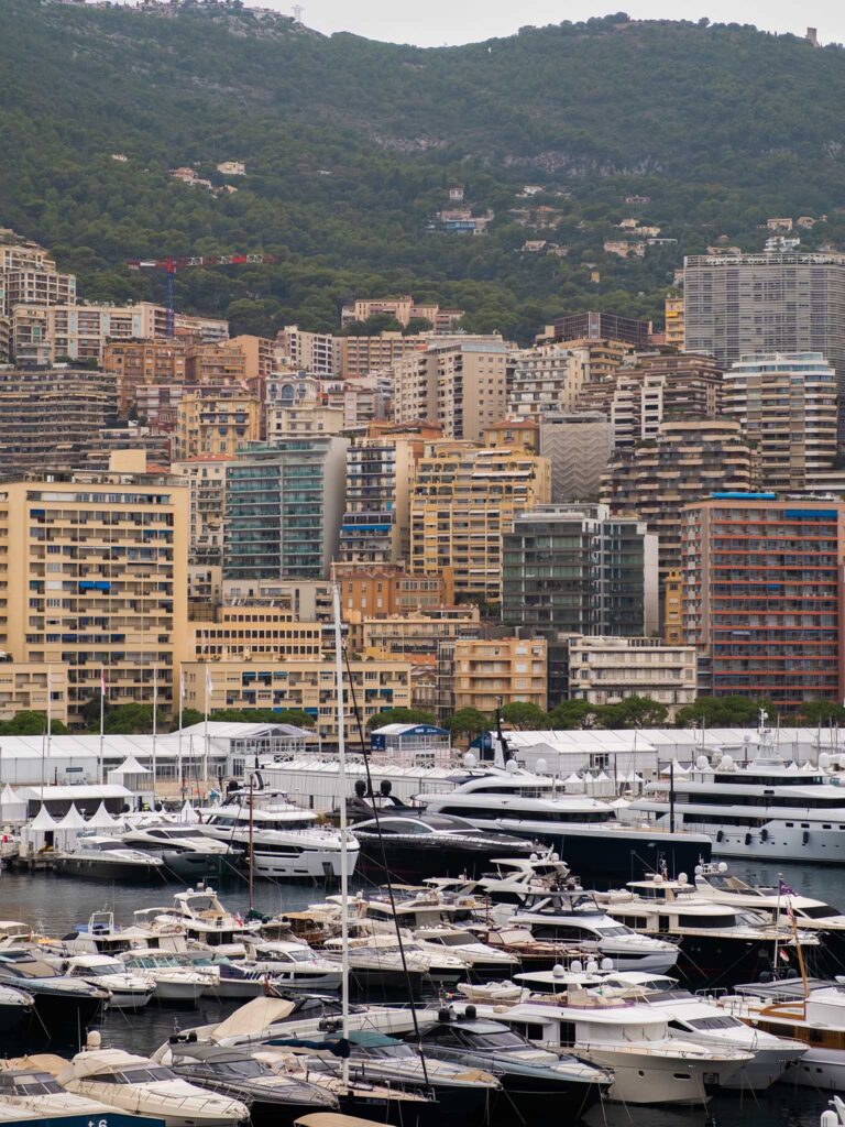 Buildings in Monaco behind Port Hercule