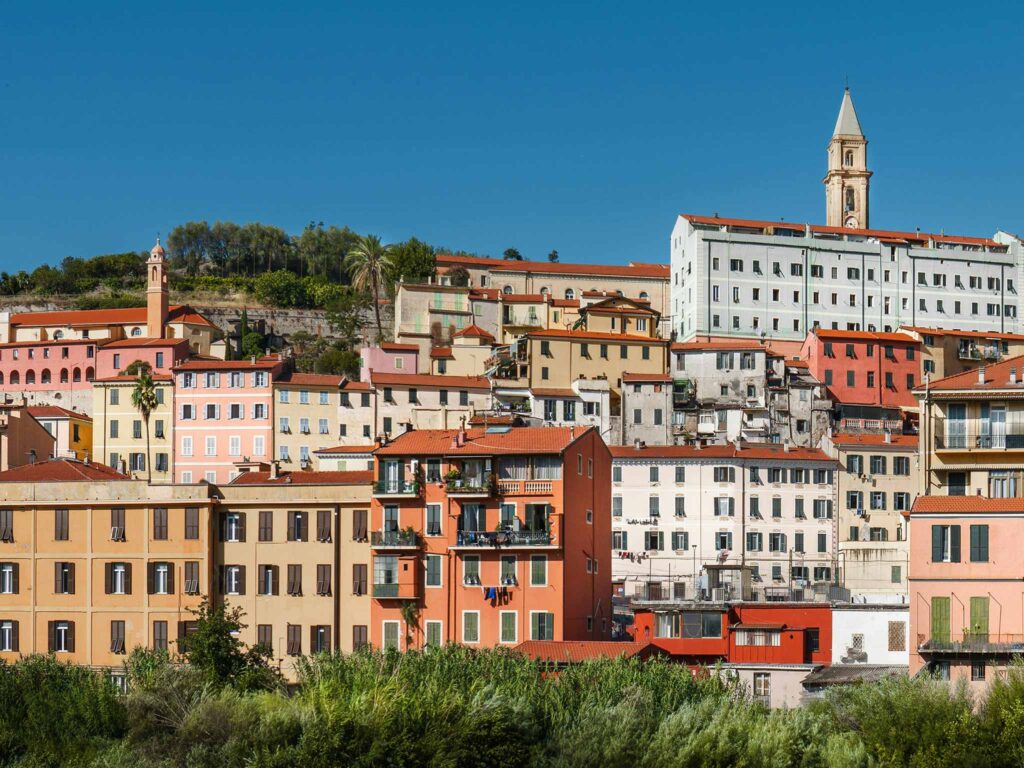 Colourful houses in Ventimiglia, Italy