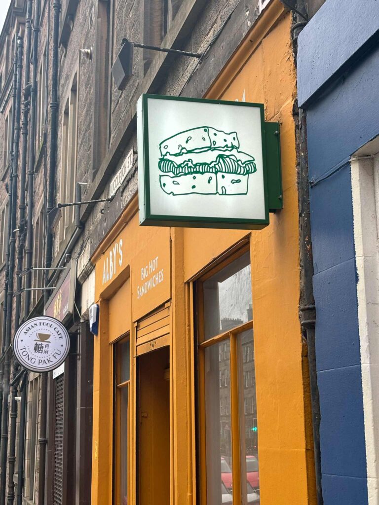 Sign outside Albys in Edinburgh