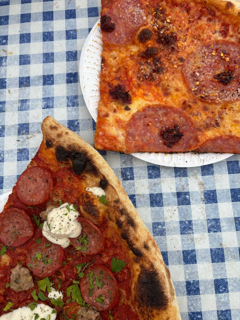 Two slices of pizza from Civerinos in Portobello, Edinburgh