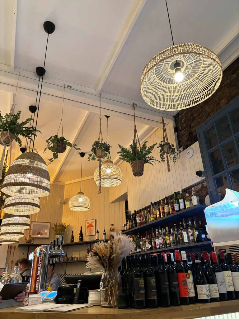Interiors of Fava, a greek restaurant in Edinburgh