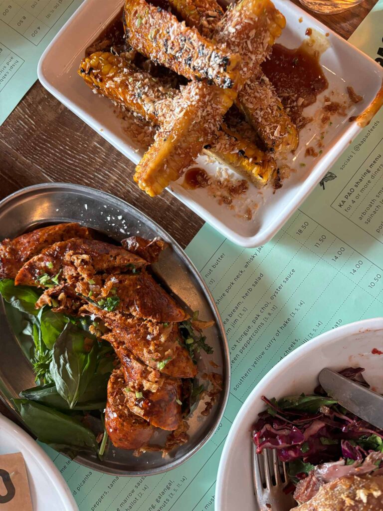 Table of food from Ka Pao, a restaurant in Edinburgh