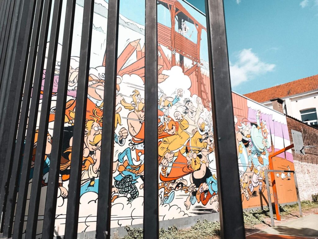 Asterix and Obelix mural on the Brussels Comic Book Route