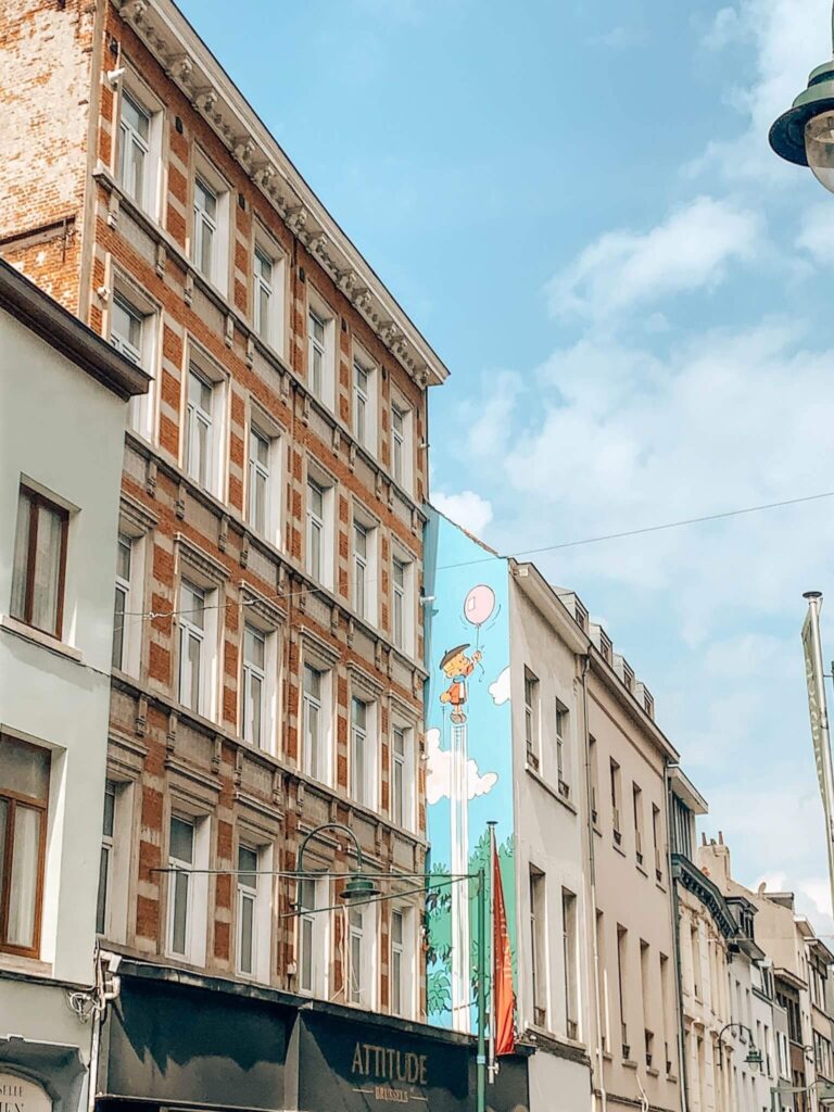 Benoit Brisefer mural on the Brussels Comic Book Route