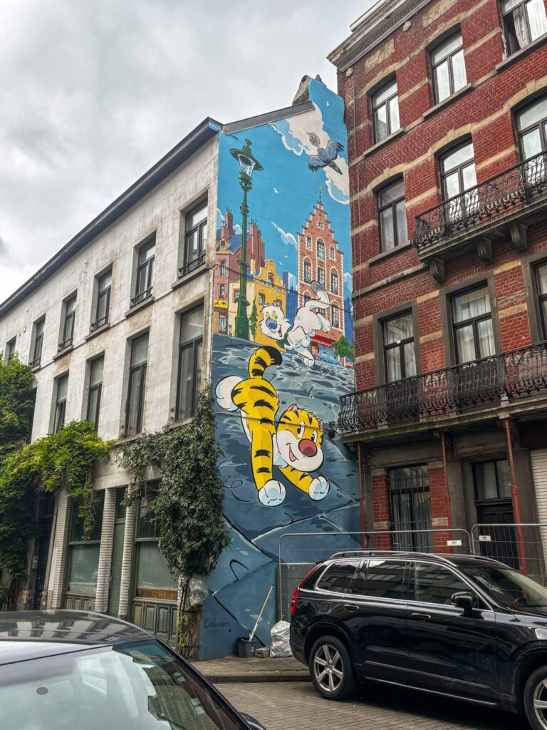 Billy the Cat mural on the Brussels Comic Book Route