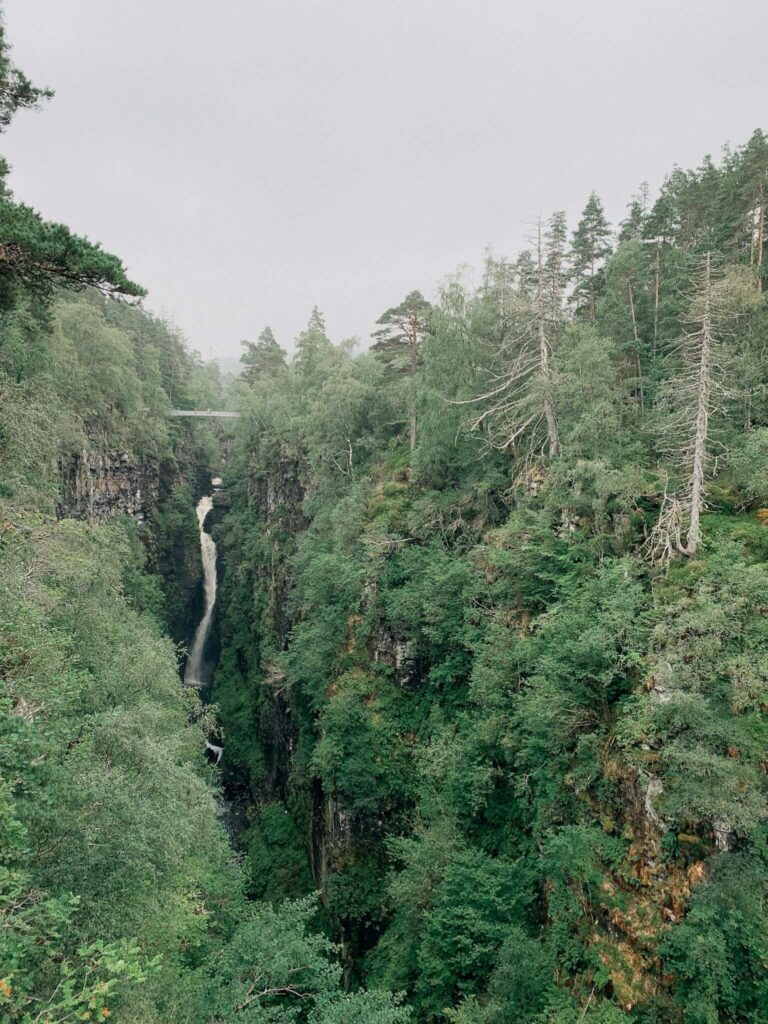 View of the Falls of Measach from a viewpoint.