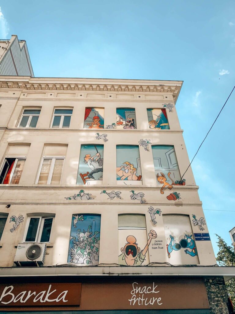 Froud and Stouf mural on the Brussels Comic Book Route