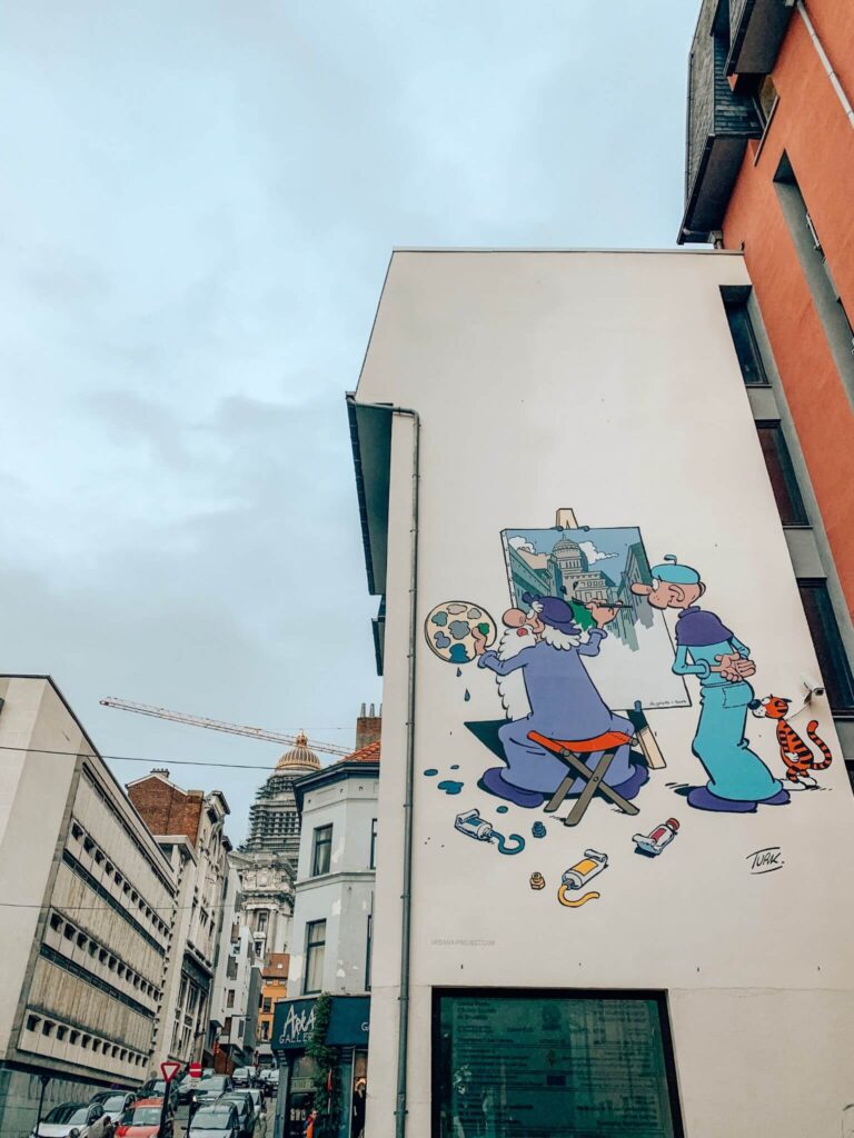Leonard mural on the Brussels Comic Book Route