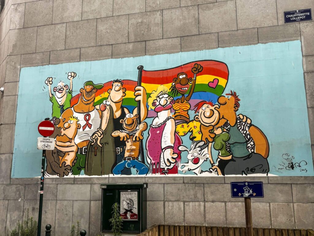 LGBT mural on the Brussels Comic Book Route