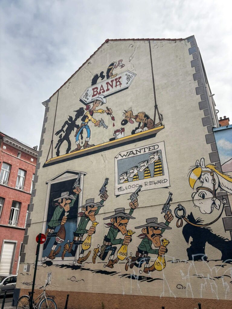 Lucky Luke mural on the Brussels Comic Book Route