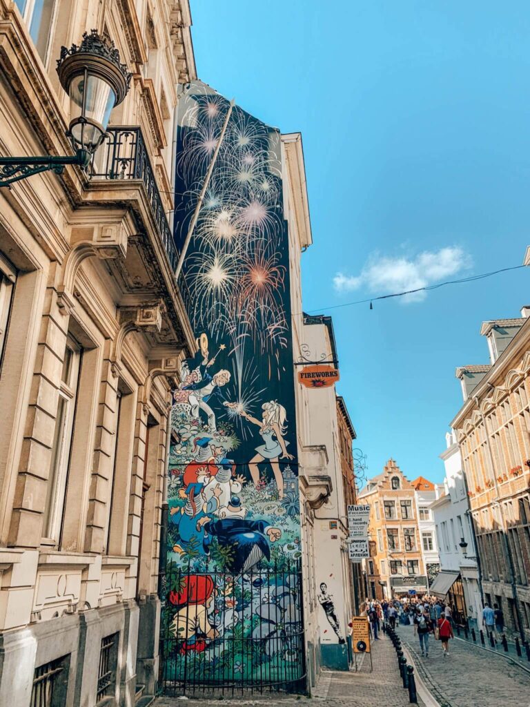 Olivier Rameau mural on the Brussels Comic Book Route