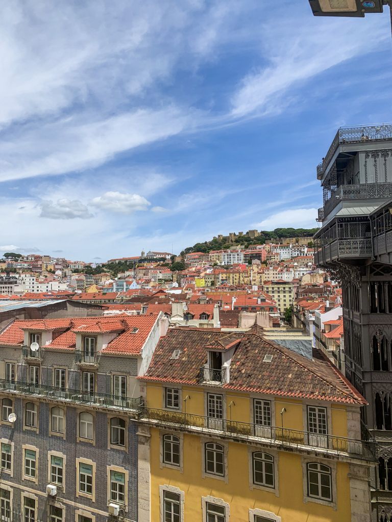View from the platform of the Santa Just Lift in Lisbon