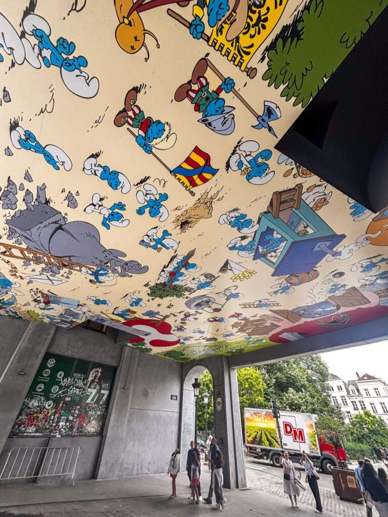 Smurfs mural on the Brussels Comic Book Route