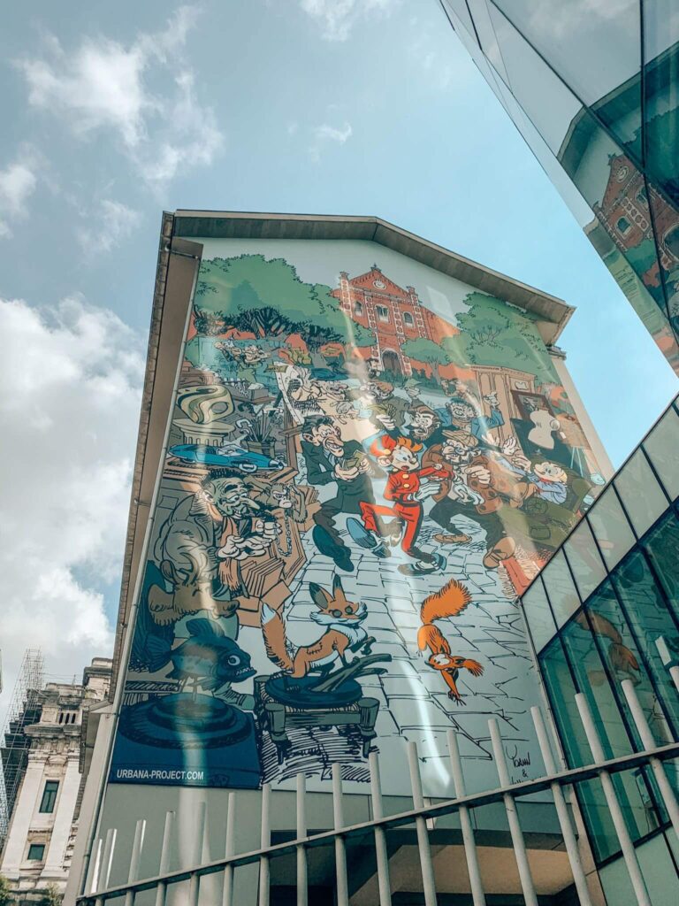Spirou mural on the Brussels Comic Book Route