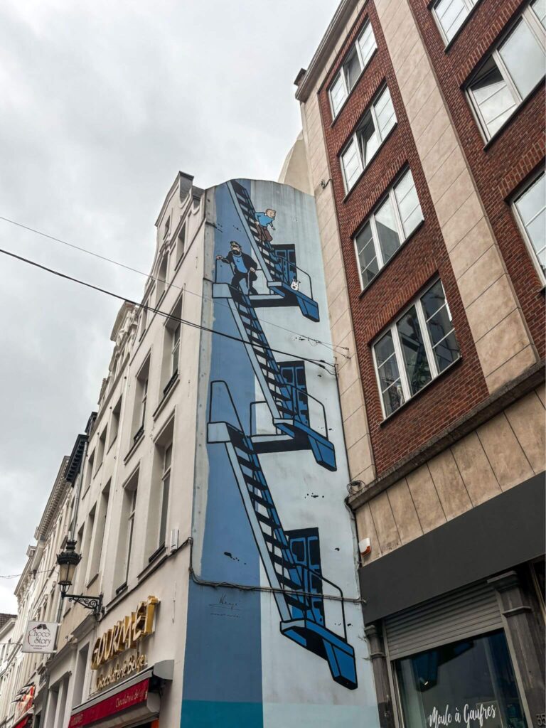 Tintin mural on the Brussels Comic Book Route