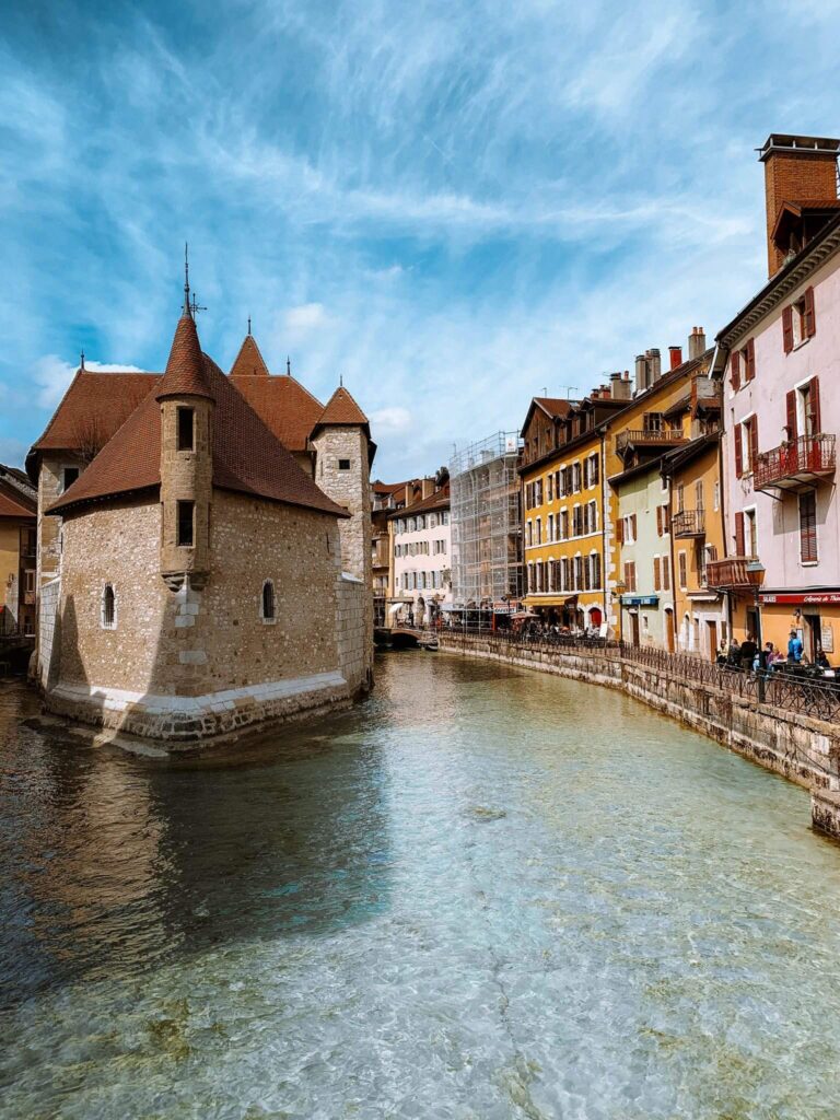 Palais de l'Île and Annecy Old Town from Pont Perrière.