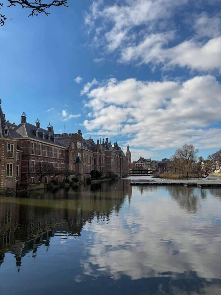 View of the Binnenhof over the Hofvijver in The Hague